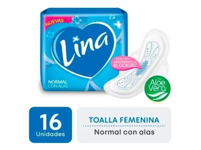 TOALLITAS FEMENINAS LINA NORMAL CON ALAS 16 UN