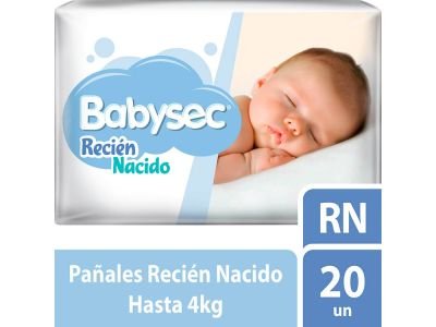 Pack 2 Paquetes de Pañal Bebé Babysec Recién nacido 20 un