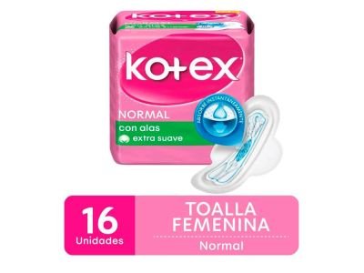 TOALLITAS FEMENINAS KOTEX NORMALES CON ALAS 16 UN