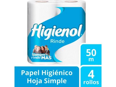 PAPEL HIGIENICO HIGIENOL RINDE 4X50 MT
