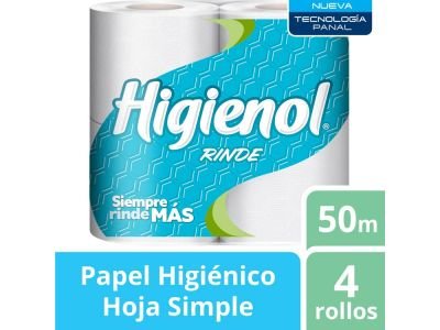 PAPEL HIGIENICO HIGIENOL RINDE 4X50 MT