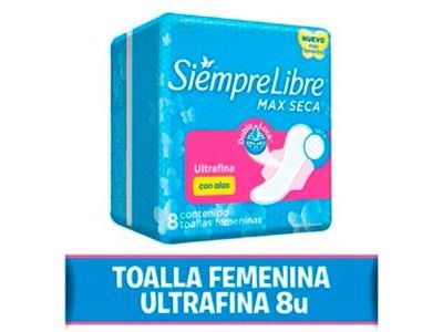 TOALLITAS FEMENINAS SIEMPRE LIBRE ULTRA FINA CON ALAS 8 UN