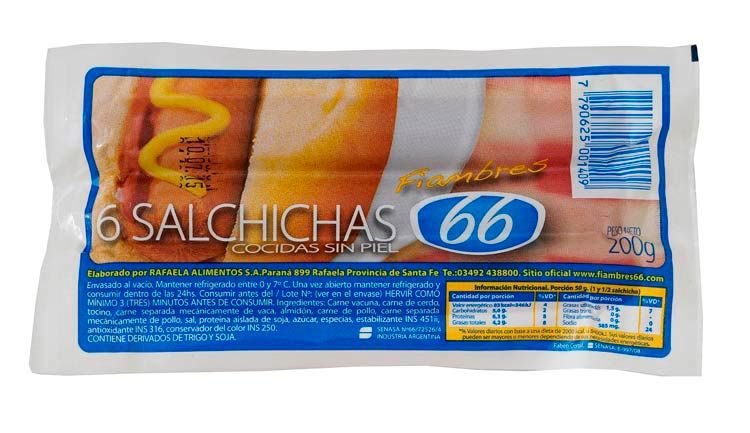 SALCHICHA 66 190 GR x 6 UN