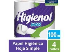 PAPEL HIGIENICO HIGIENOL MAX PLUS 4X100 MT