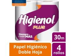 PAPEL HIGIENICO HIGIENOL DOBLE HOJA 4X30 MT