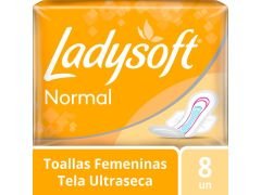 TOALLITAS FEMENINAS LADYSOFT NORMAL TELA SUAVE 8 UN