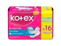 TOALLITAS FEMENINAS KOTEX ULTRA FINA CON ALAS 16 UN