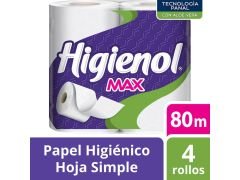 PAPEL HIGIENICO HIGIENOL MAX PLUS 4X80 MT