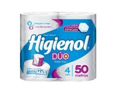 PAPEL HIGIENICO HIGIENOL DOBLE HOJA DUO 4X50 MT
