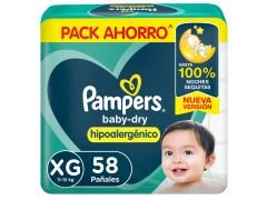 PAÑAL PAMPERS DRY MES X GRANDE 58 UN