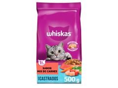 ALIMENTO PARA ANIMALES WHISKAS CASTRADOS MIX CARNE 500 GR