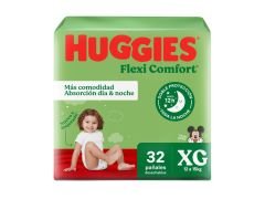 PAÑALES HUGGIES FLEXI CONFORT XGRANDE 32 UN