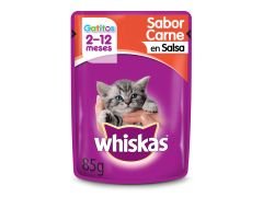 ALIMENTO PARA ANIMALES WHISKAS POUCH GATITOS CARNE 85 GR