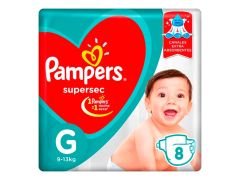 PAÑAL PAMPERS SUPER SEC REGULAR GRANDE 8 UN