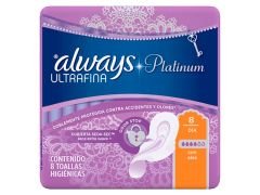 TOALLITAS FEMENINAS ALWAYS PLATINUM ULTA FINA 8 UN
